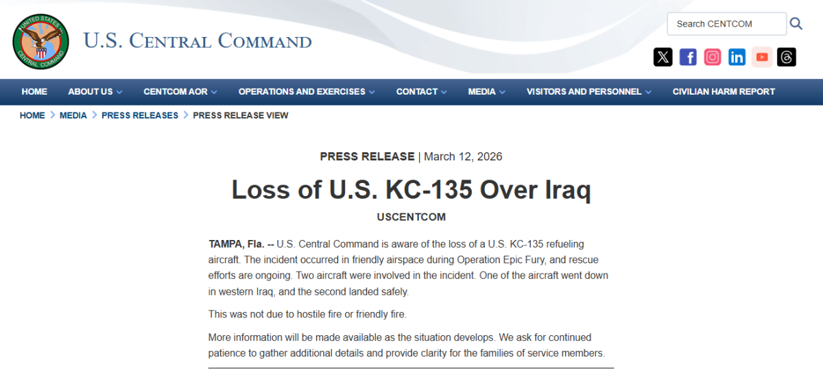 ABD’ye Ait KC-135 Yakıt İkmal Uçağı Irak’ta Düştü