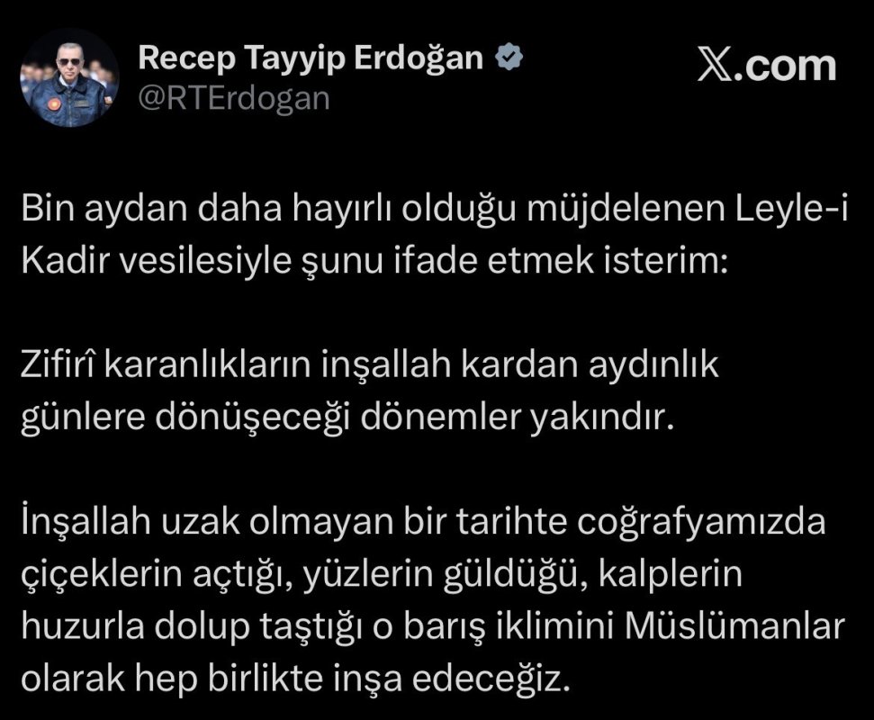 Cumhurbaşkanı Erdoğan: “Barış İklimini Müslümanlar Olarak Hep Birlikte İnşa Edeceğiz”