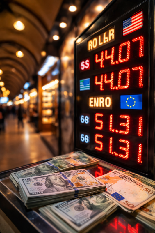Serbest Piyasada Döviz Fiyatları: Dolar 44,07 Lira Seviyesinde