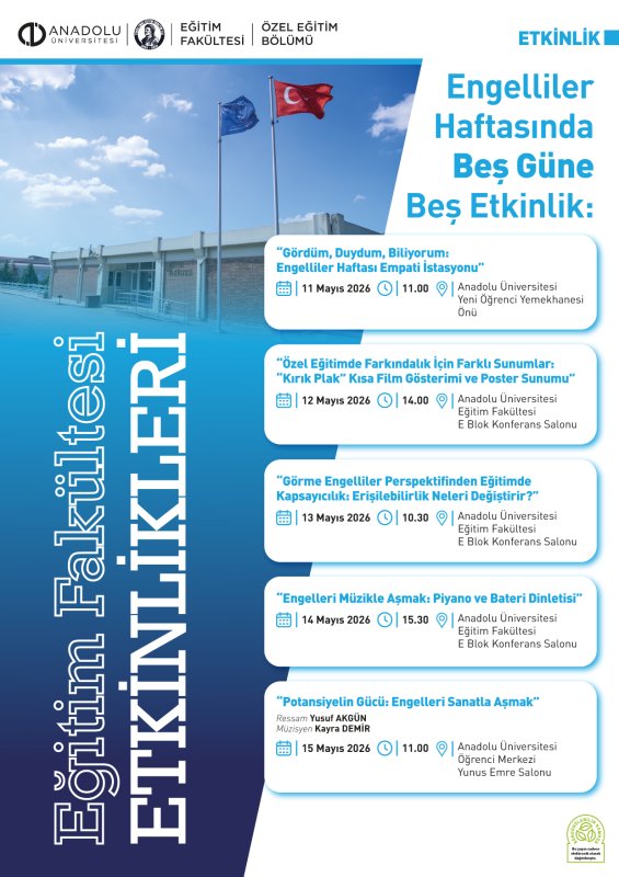 Anadolu Üniversitesi’nde Engelsiz Farkındalık Haftası Başlıyor