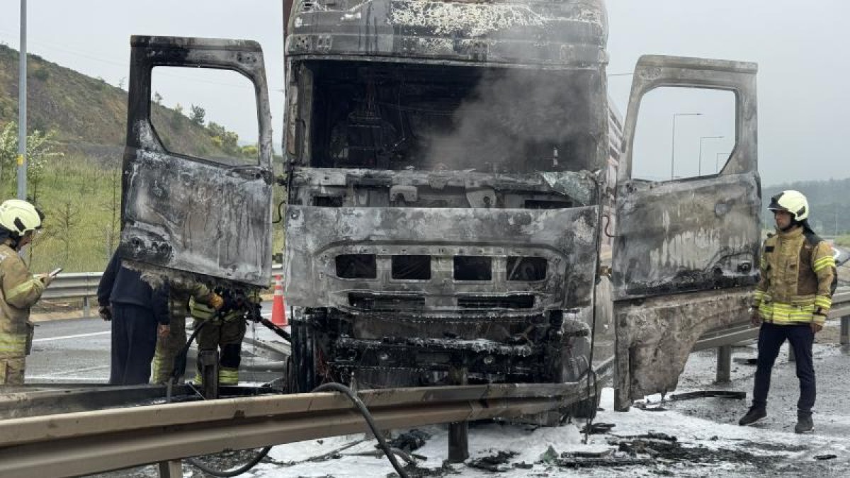 İstanbul’da Canlı Hayvan Taşıyan Tır Alev Alev Yandı