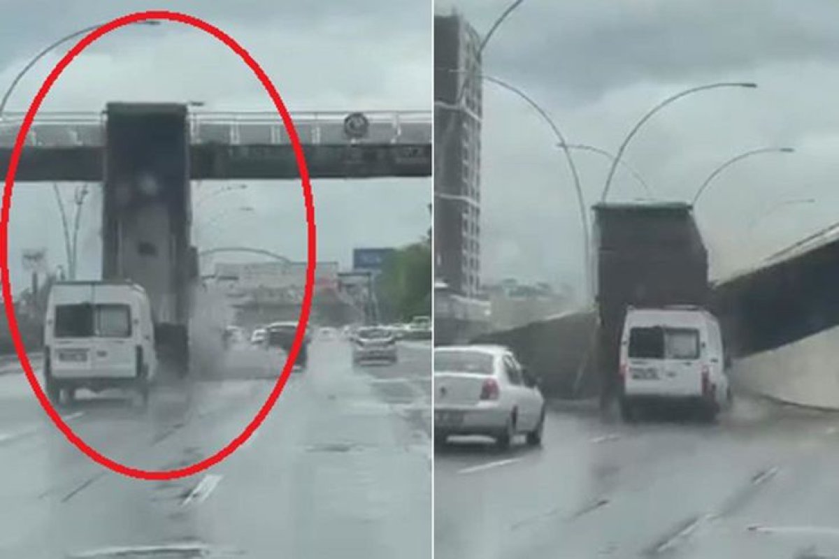 Ankara’da Korku Dolu Anlar! Kamyon Üst Geçidi Yıktı