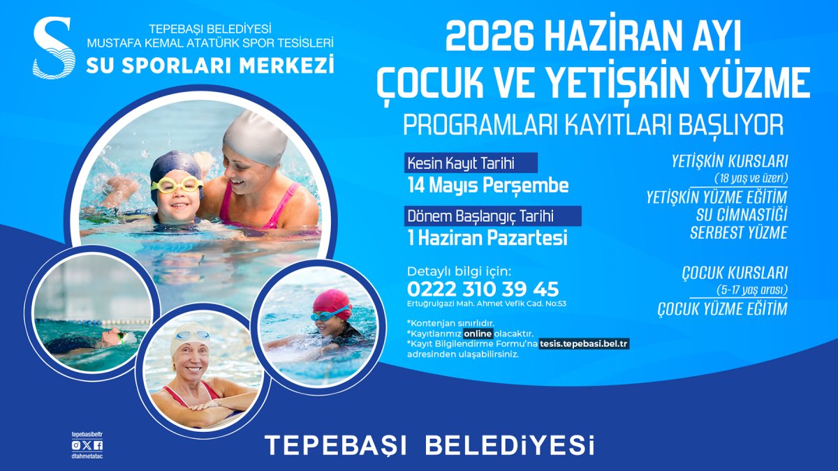 Tepebaşı’nda Yüzme Kursu Kayıtları Başlıyor